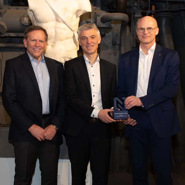 Nouryon Chairman and CEO, Charlie Shaver, Hosokawa CEO, Christophe Krug and Hosokawa Sales & Marketing Manager, Berthram Mak.